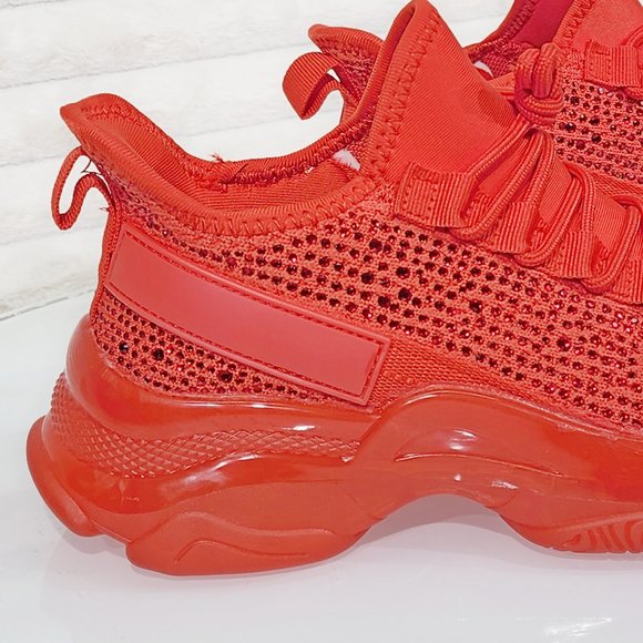 Comfy Cush Red Jelly Sole Slip On Pull Tie Running Tennis Shoes Sneakers - Picture 10 of 13